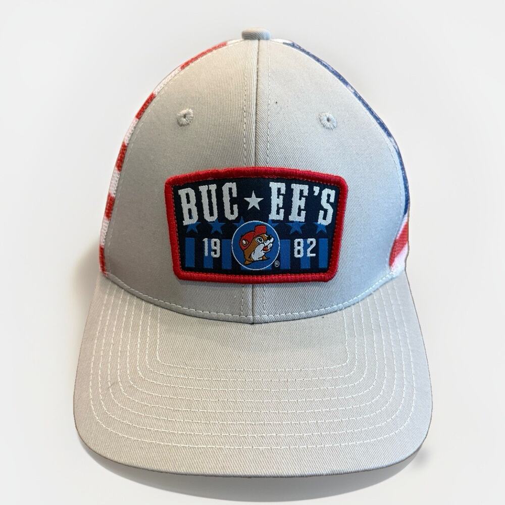 Bucees 1982 Unisex Gray USA American Flag Snapback Trucker Hat Baseball Cap NWOT